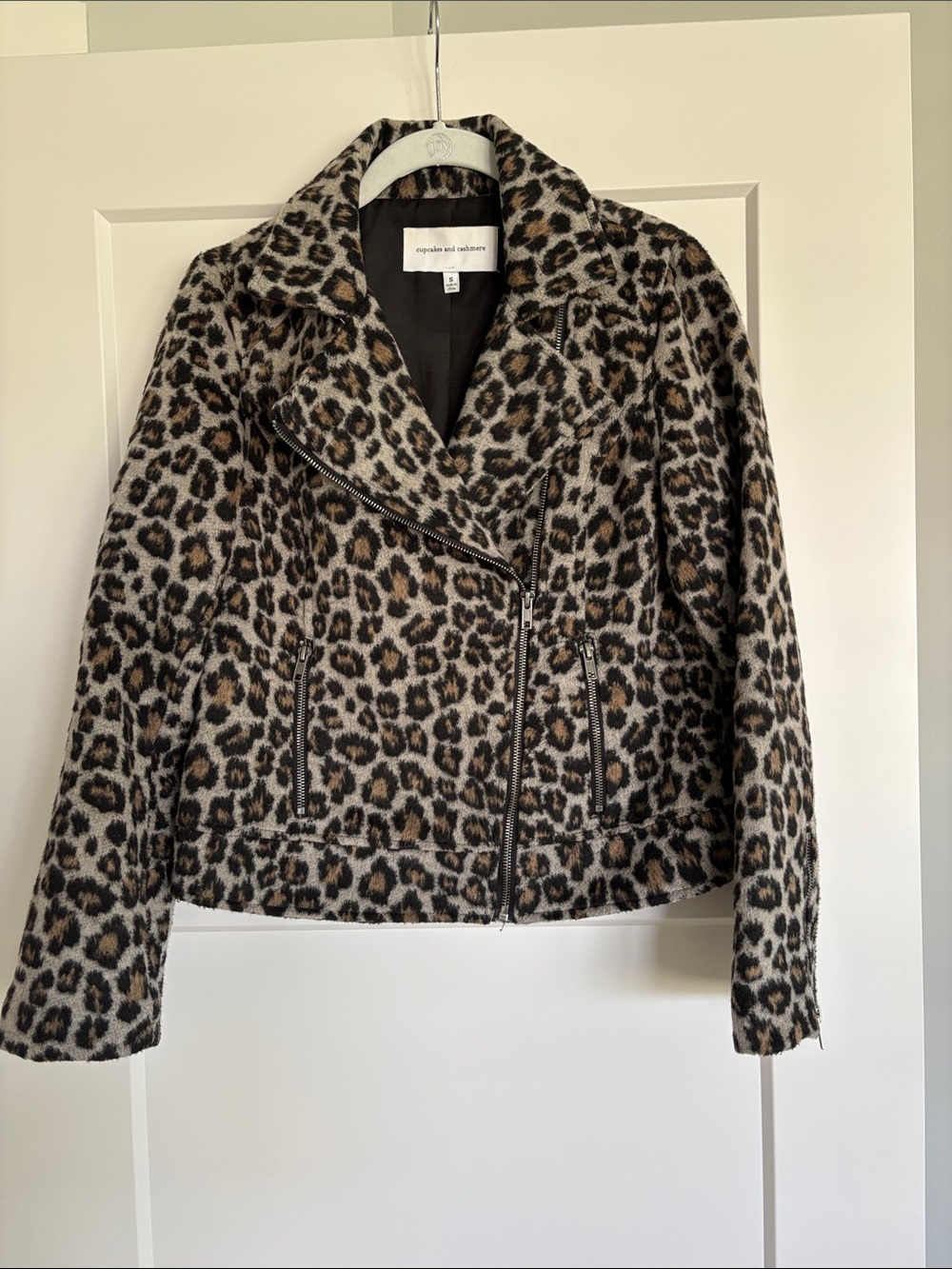 cupcakes & cashmere Leopard Print Moto Jacket - Brown/Black